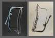 Glaszeichnung mit hei�em fl�ssigem Glas auf Papier gebrannt